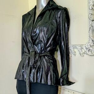 Lafayette 148 New York Leather Embossed Belted Jacket